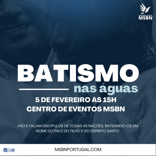 Post Batismo igreja moderno tipográfico azul branco